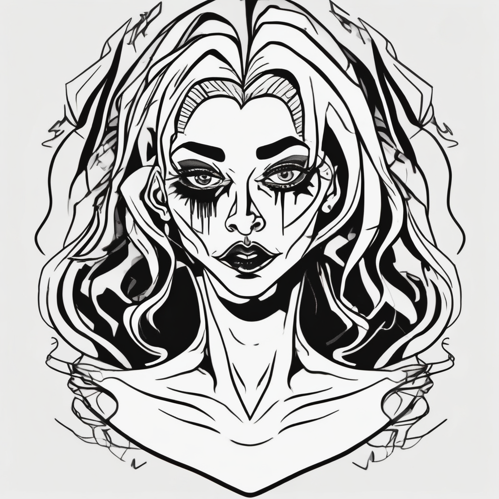 Scary women arm tattoo half sleeve tattoos for men, diseño de tatuaje Cartoon generado con IA